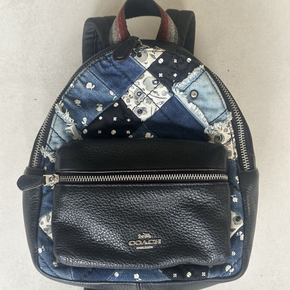 Coach Mini Backpack Patchwork Leather Backpack Bl… - image 2
